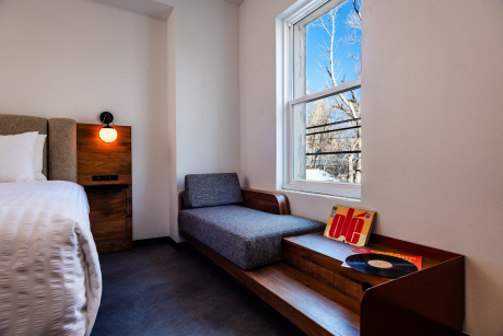 Boundary Durango Story Room with in-room vinyl collection, and record players
